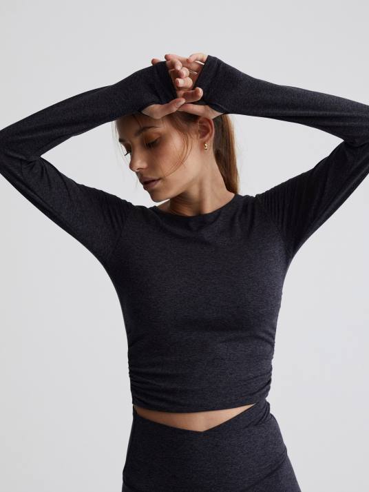 Apparel Black Marl Women Varley Always Warm Sloan Cropped Tee 00FX222