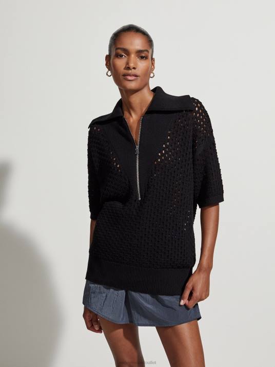 Apparel Black Women Varley Teagan Boxy Knit Polo 00FX70