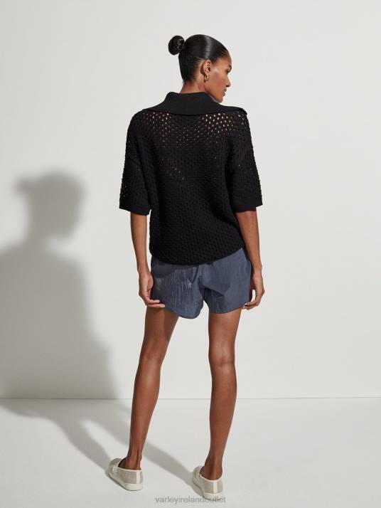 Apparel Black Women Varley Teagan Boxy Knit Polo 00FX70