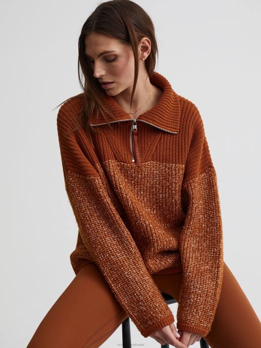Apparel Caramel Cafe/Egret SpeckleKnit Women Varley Willard Half-Zip Pullover 00FX211
