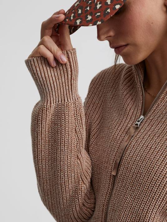 Apparel Chanterelle/Egret Speckle Knit Women Varley Anderson Zip-Through Knit 00FX205