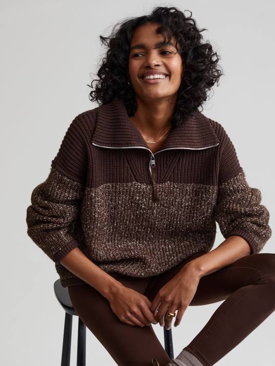 Apparel Coffee Bean/Egret Fleck Knit Women Varley Willard Half-Zip Pullover 00FX212