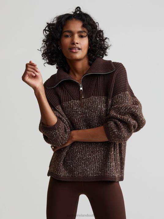 Apparel Coffee Bean/Egret Fleck Knit Women Varley Willard Half-Zip Pullover 00FX212