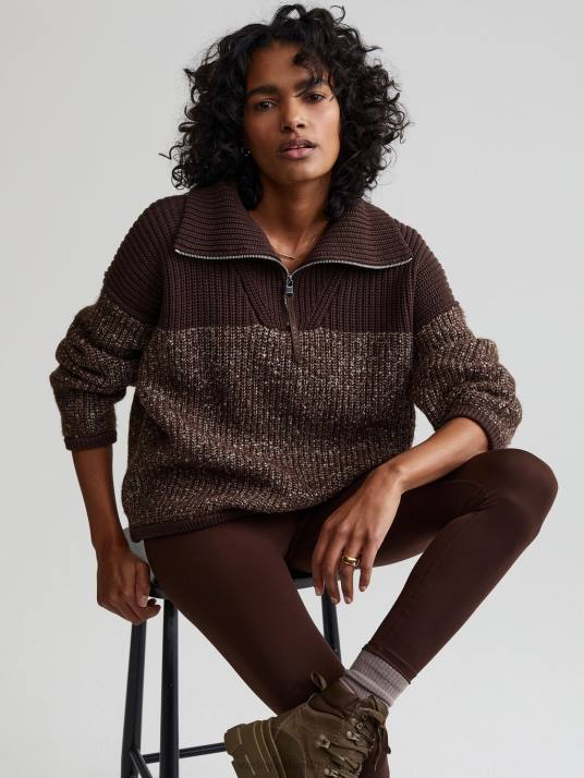 Apparel Coffee Bean/Egret Fleck Knit Women Varley Willard Half-Zip Pullover 00FX212