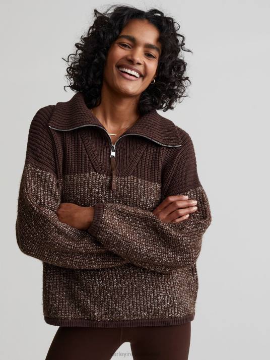 Apparel Coffee Bean/Egret Fleck Knit Women Varley Willard Half-Zip Pullover 00FX212