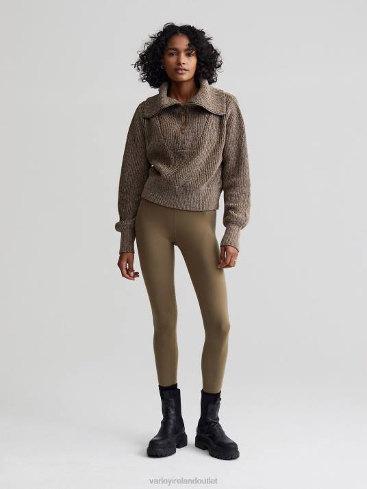 Apparel Dark Olive Speckle Women Varley Mentone Half-Zip Knit Pullover 00FX217
