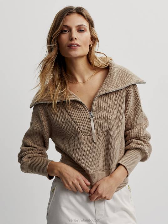 Apparel Light Taupe Women Varley Mentone Half-Zip Knit Pullover 00FX220