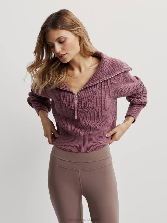 Apparel Rose Brown Women Varley Mentone Half-Zip Knit Pullover 00FX221