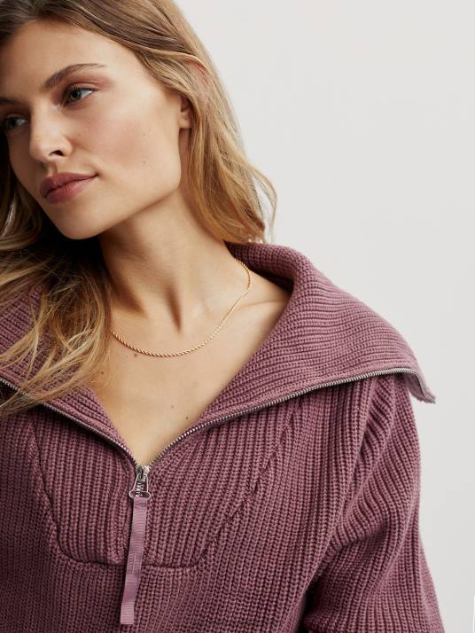 Apparel Rose Brown Women Varley Mentone Half-Zip Knit Pullover 00FX221