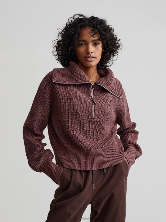 Apparel Rose Taupe Speckle Women Varley Mentone Half-Zip Knit Pullover 00FX219