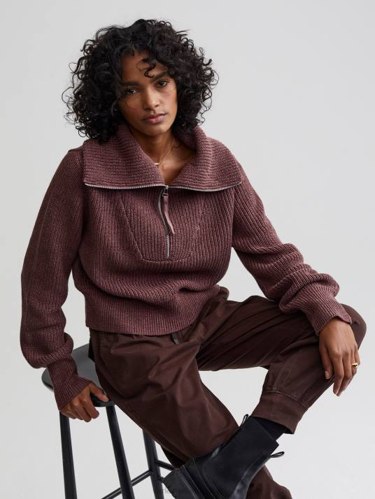Apparel Rose Taupe Speckle Women Varley Mentone Half-Zip Knit Pullover 00FX219
