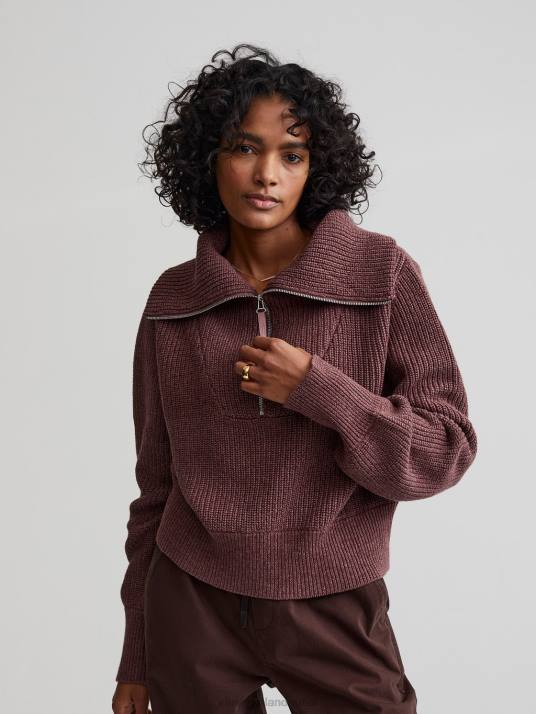 Apparel Rose Taupe Speckle Women Varley Mentone Half-Zip Knit Pullover 00FX219
