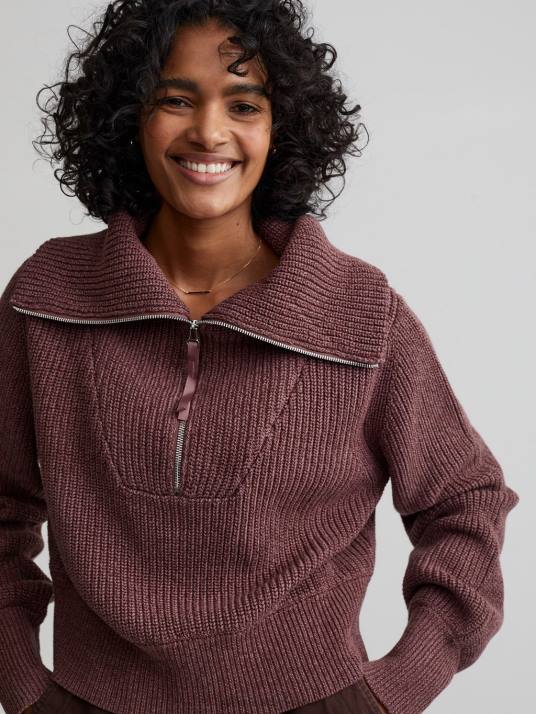 Apparel Rose Taupe Speckle Women Varley Mentone Half-Zip Knit Pullover 00FX219