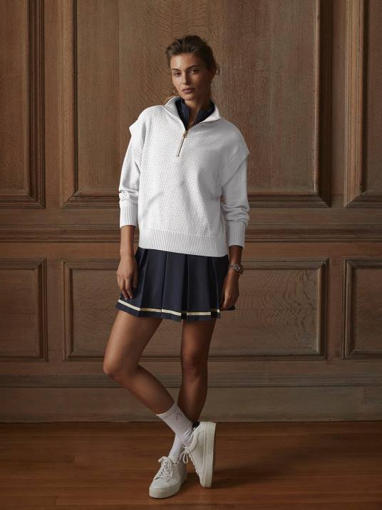 Apparel White Women Varley Atwood Half-Zip Knit 00FX7