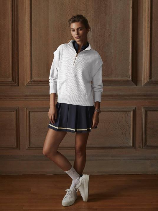 Apparel White Women Varley Atwood Half-Zip Knit 00FX7