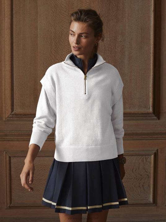 Apparel White Women Varley Atwood Half-Zip Knit 00FX7