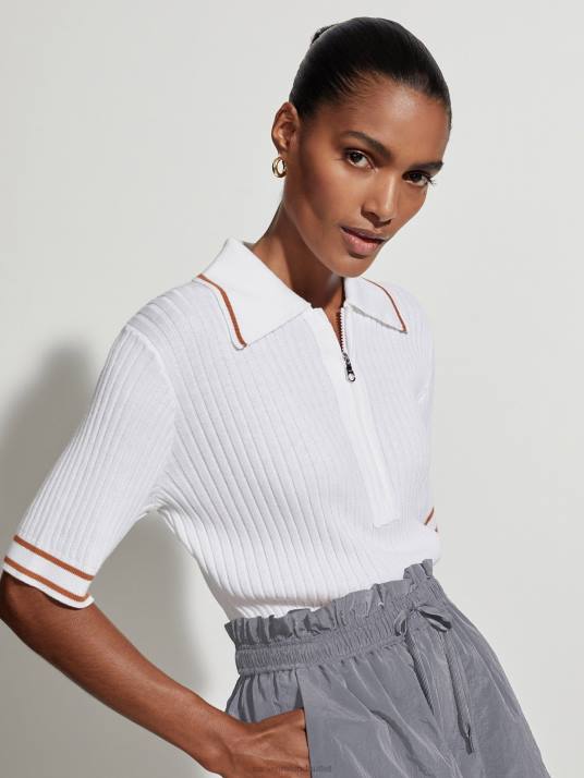 Apparel White Women Varley Napier Fitted Knit Polo 00FX137