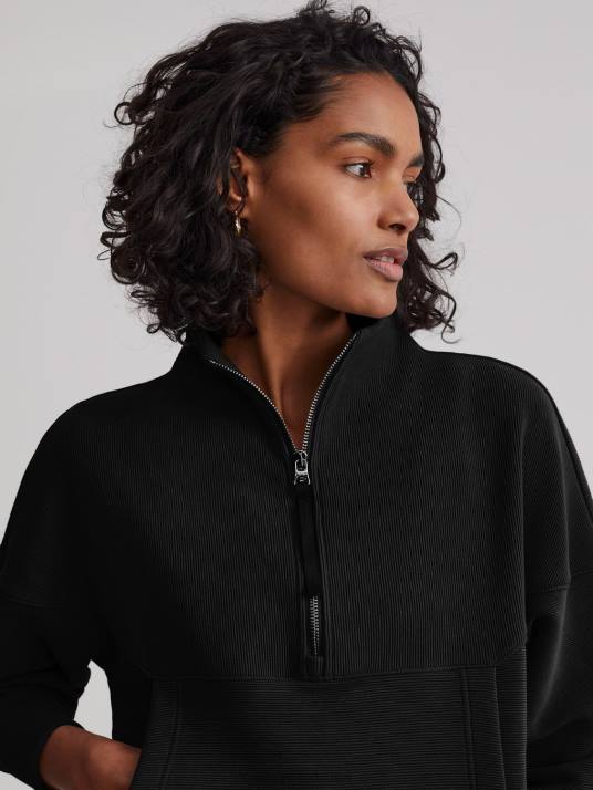Apparel Black Women Varley Acadia Half-Zip Pullover 00FX202
