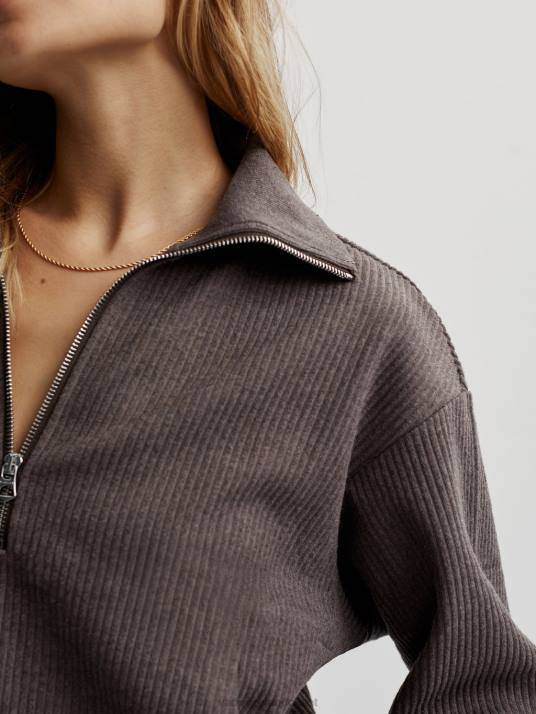 Apparel Chocolate Marl Women Varley Cyrus Half-Zip Pullover 00FX226